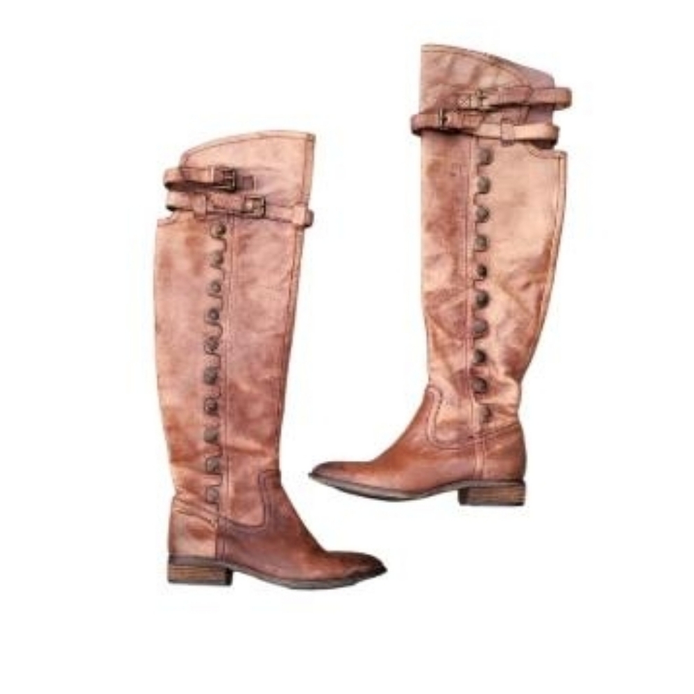 Sam Edelman Over Knee Pierce Whiskey Brown Leather Tall Riding Boot Women 7.5 - Picture 6 of 16
